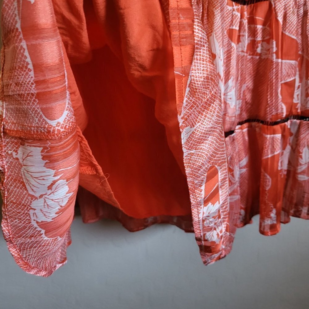 Urban Outfitters Pippa Chiffon Babydoll Tiered Mini Dress Orange Size Women's S - Picture 5 of 8